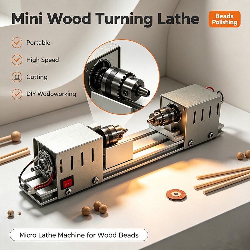 Micro Wood Turning Lathe Beads Machine - Mini Torno de Madeira DIY, Pequena