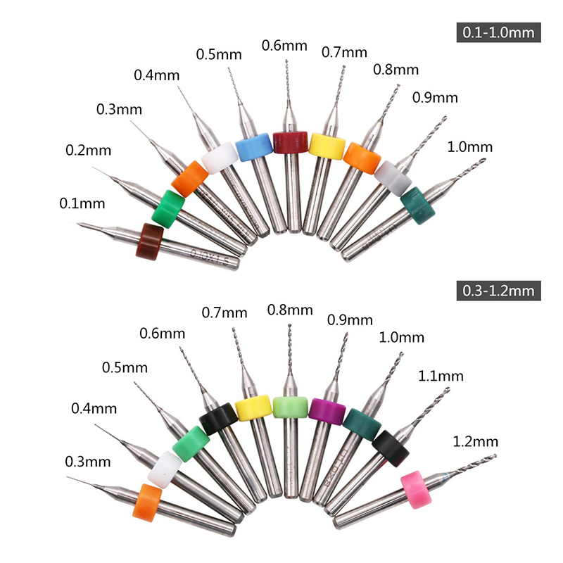 Pcb Micro Carbide Drill Bits 0.3-1.2Mm - Novo【Conjunto de 10 Peças de Brocas
